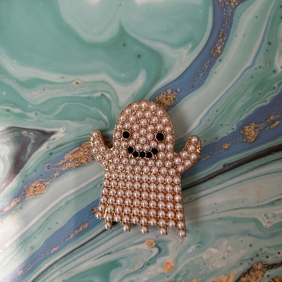 New Cute Pearly Spooky Halloween Ghost Brooch Pin/Fashion Jewellery👻🎃 - Picture 4 of 6
